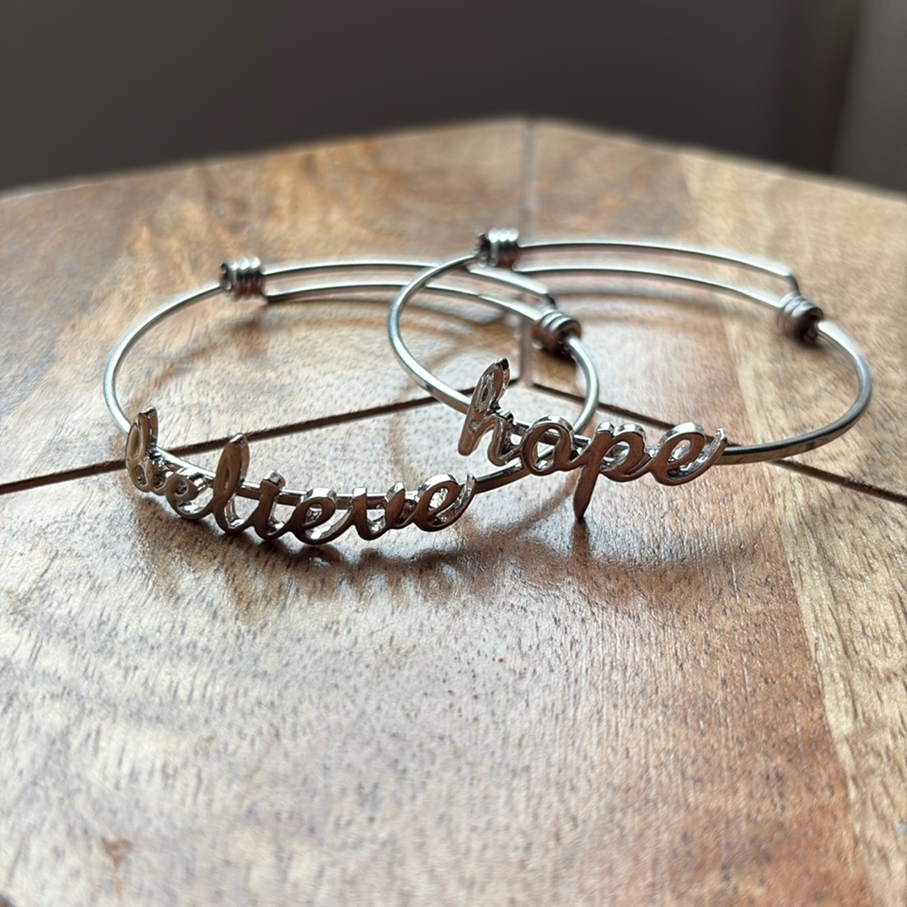 Silver Inspirational Word Bangles